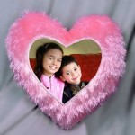 Beautiful Pink Heart Fur Pillow With Personalized Photo